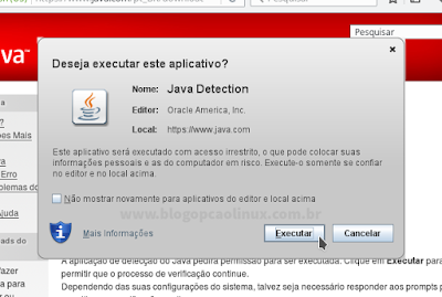 Na janela de diálogo, clique em "Executar" Na janela de diálogo, clique em "Executar"