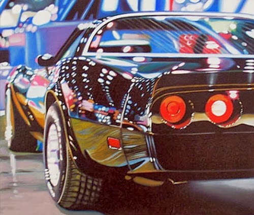 08-Corvette-Cheryl-Kelley-Chrome-Muscle-Cars-Hyper-realistic-Paintings-www-designstack-co