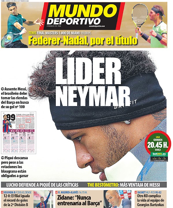 FC Barcelona, Mundo Deportivo: "Líder Neymar"