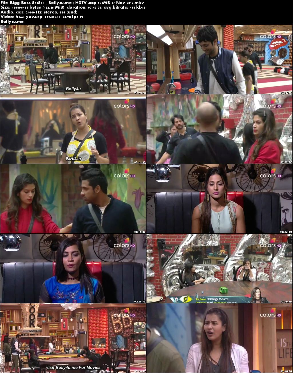 Bigg Boss S11S58 HDTV 480p 140MB 27 Nov 2017 Download