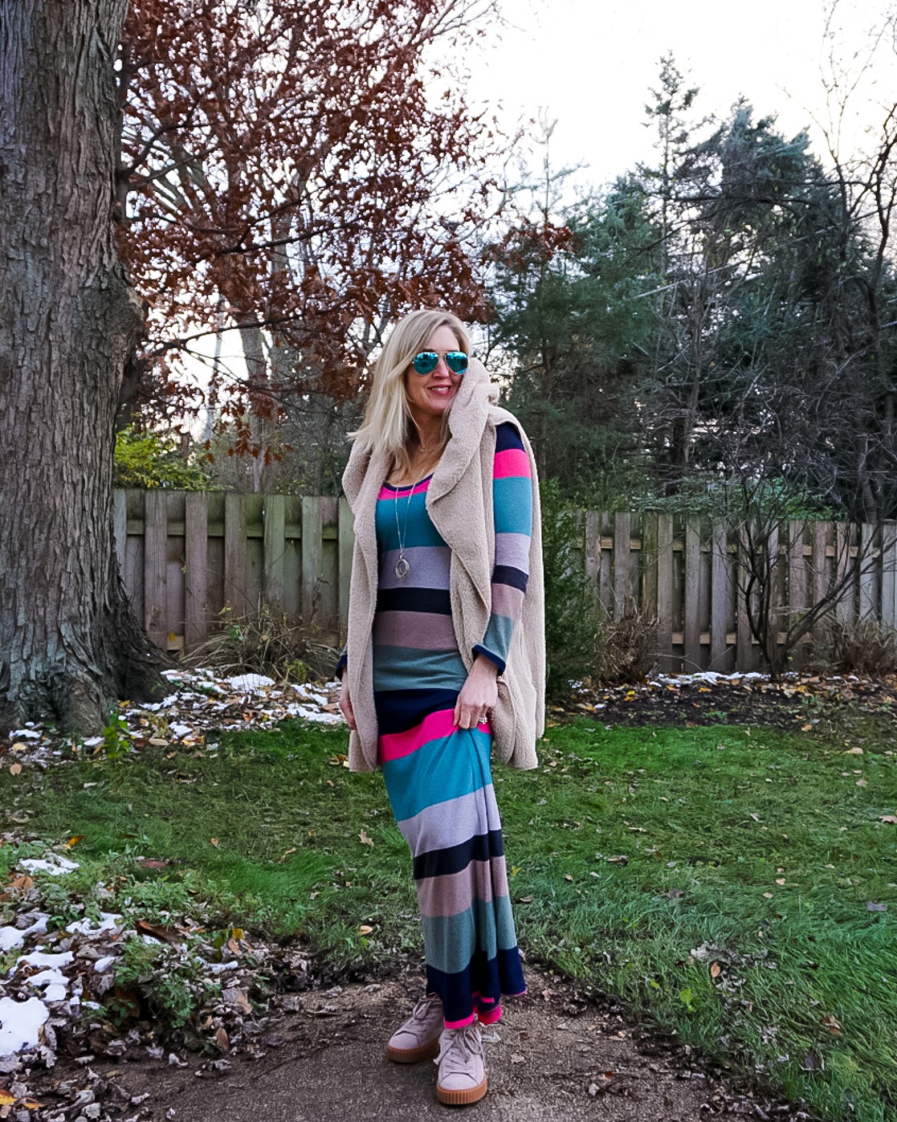 winter maxi dress outfit