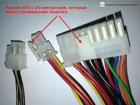 Разъем ATX блока питания компьютера для материнской платы (24 контакта) Разъем ATX блока питания компьютера для материнской платы (24 контакта)
