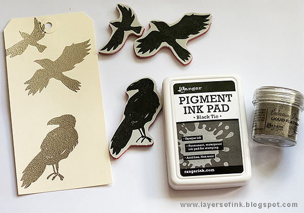 Layers of ink - Totally Embossed Tag Tutorial by Anna-Karin with Tim Holtz Halloween