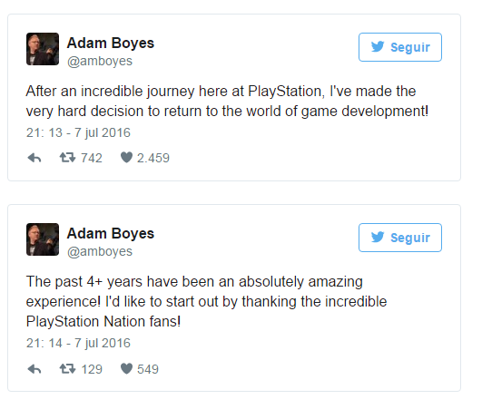 Adam Boyes diz adeus à PlayStation
