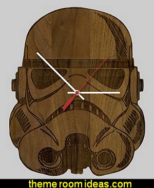 Star Wars StormTrooper Helmet Science Fiction Inspired Laser Engraved Wall Clock - American Walnut Wood Star Wars StormTrooper Helmet Science Fiction Inspired Laser Engraved Wall Clock - American Walnut Wood