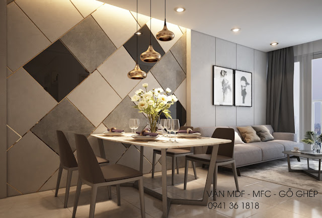 Phòng cách diện tích nhỏ màu xám chì