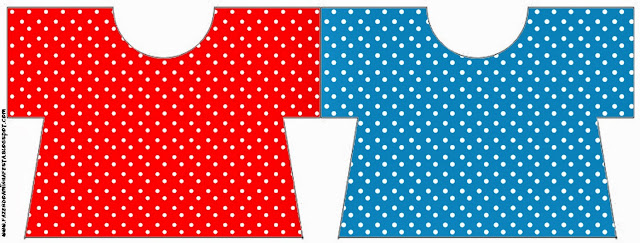 Rojo, Amarillo y Azul: Invitaciones para Imprimir Gratis. Tarjeta con forma de camisa de Rojo, Amarillo y Azul.
