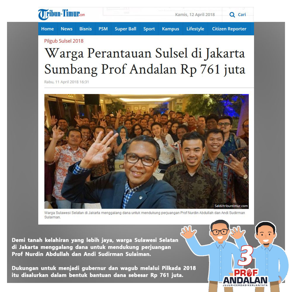 Prof Andalan Dapat Bantuan Dana Kampanye 761 Juta Dari Warga Perantau Di Jakarta