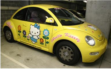 Hello Kitty Volkswagon Beetle car