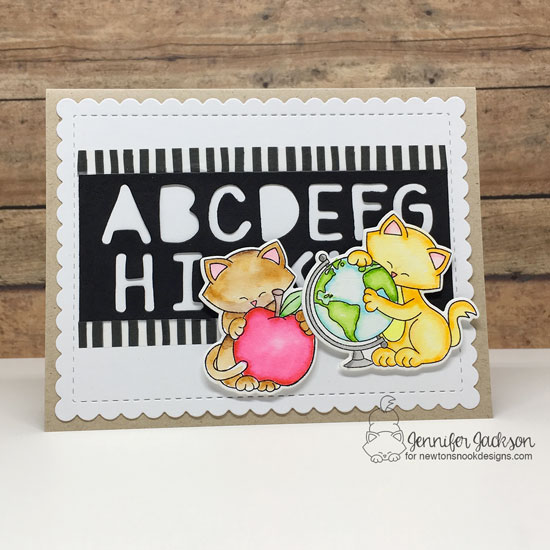 NND Sponsors Cupcake Inspirations Challenge #451 | Back to school card using Newton Dreams of New York and Newton's Graduation Stamp Sets and Essential Alphabet and Frames and Flags Die Sets by Newton's Nook Designs #newtonsnook #handmade