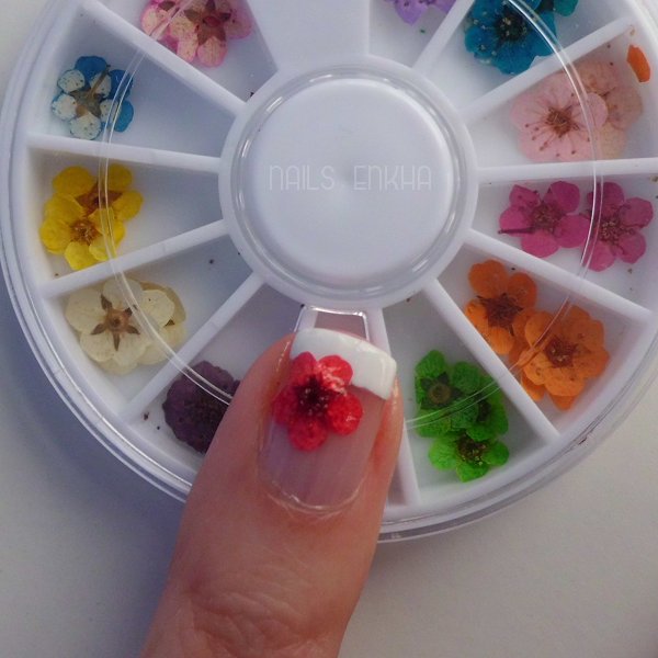 Nail Art Dried Flowers Nails Enkha
