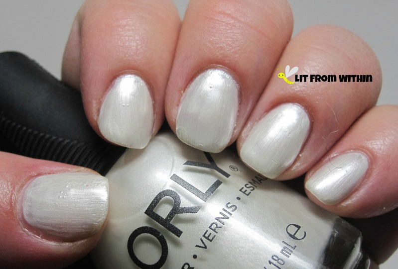 Orly Platinum, a frosty white with a pearlescent finish