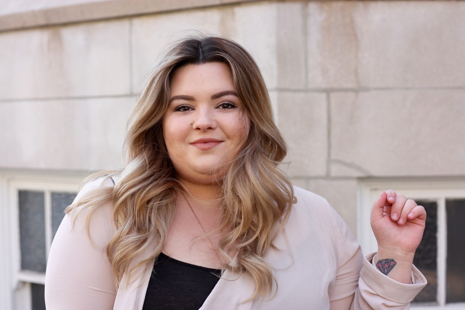 plus size trench coat, plus size duster, natalie craig, natalie in the city, plus size fashion blogger, plus size fashion inspiration, forever 21 plus, pleated tulle dress, chicago blogger, midwest, blush colors, fashion, body positive