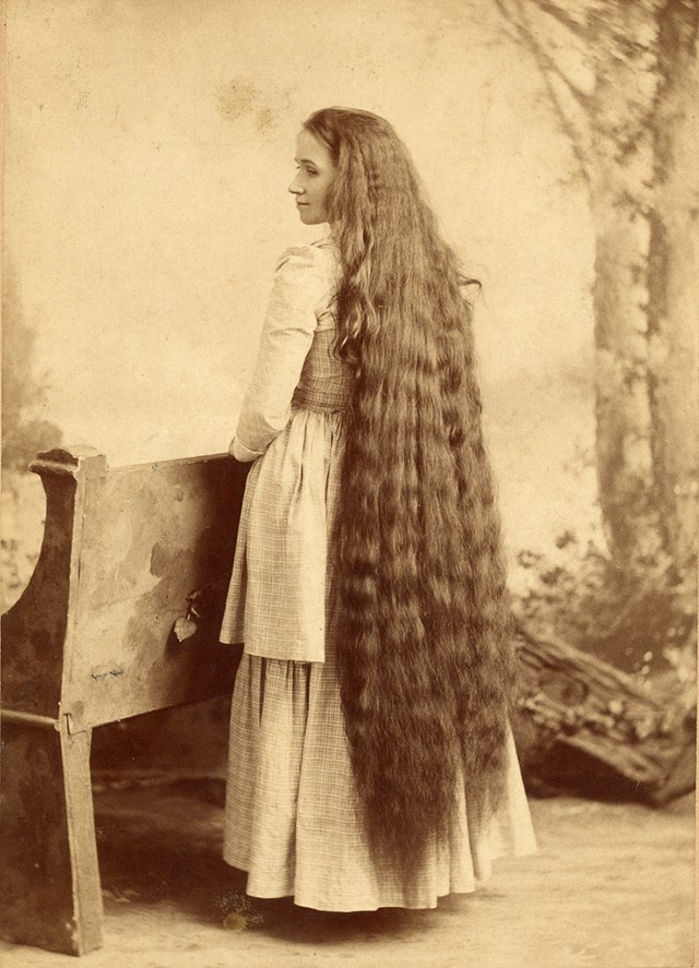 Antique Photo .. Photo Print 5x7 Victorian Woman With Long Hair .. Antique Photo .. Photo Print 5x7 Victorian Woman With Long Hair ..