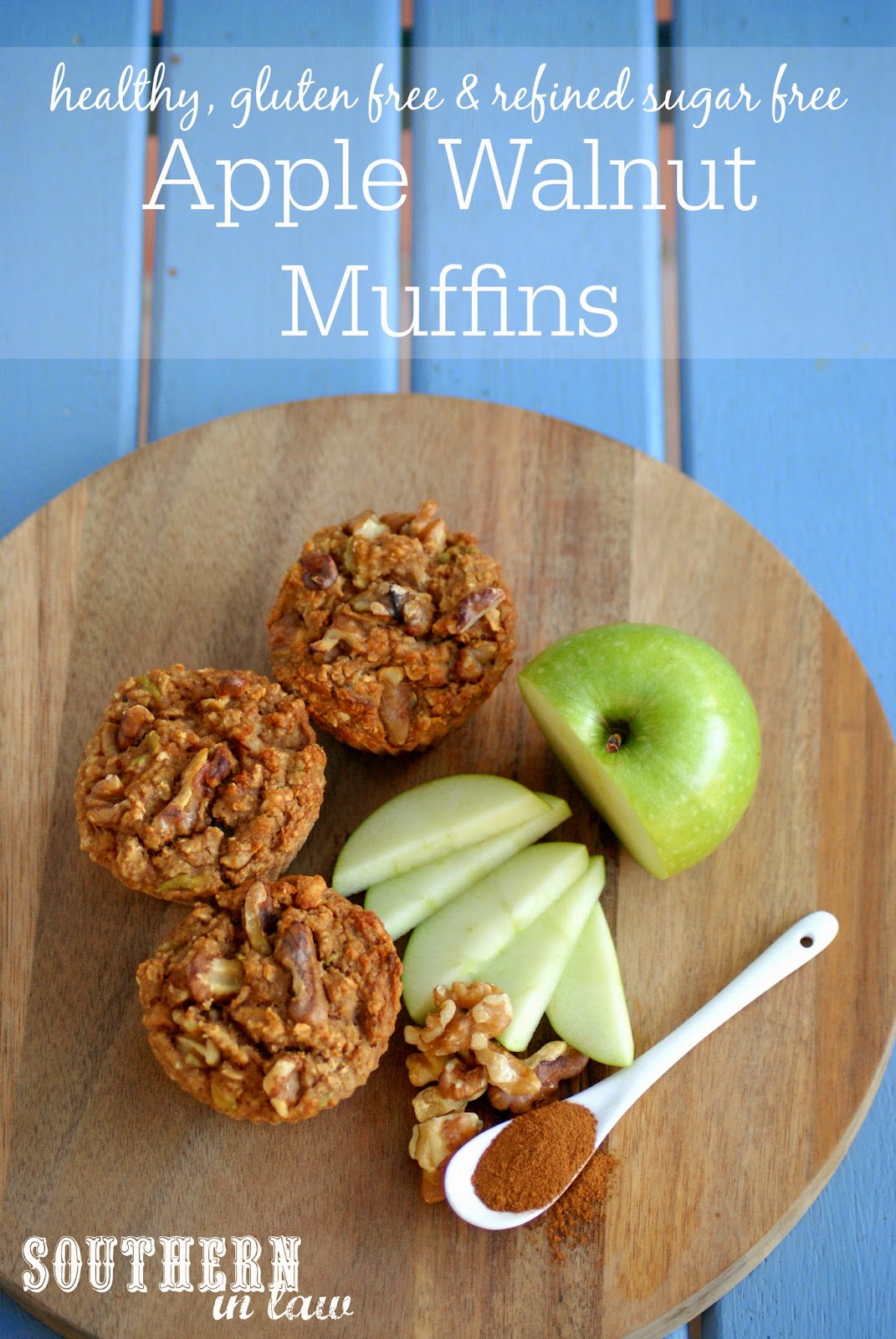 Healthy Apple Walnut Muffins Recipe - healthy, gluten free, refined sugar free and freezer friendly muffin recipe