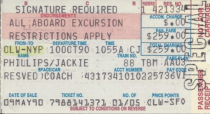 Florida, Pennsylvania, Colorado Trip 1990 Train/Plane Tickets