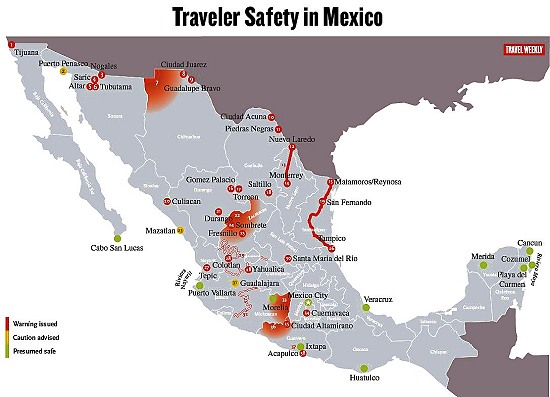 canadian travel advisory mexico map