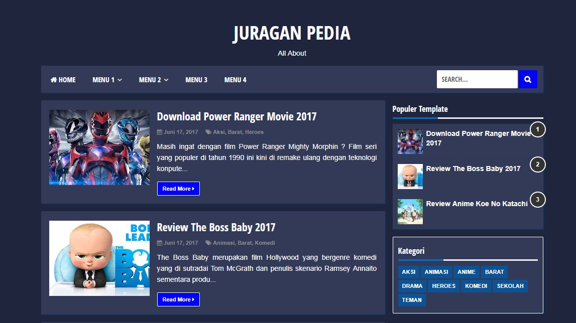 Juragan Theme Simple Dark Tempate Blogger Free Download