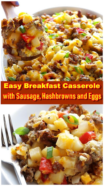 Easy Breakfast Casserole with Sausage, Hashbrowns and Eggs