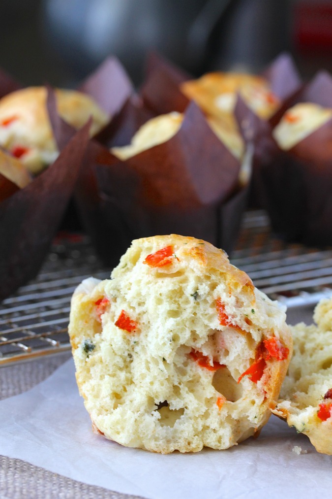 Gruyère, Roasted Pepper, and Thyme Muffins | Karen&amp;#39;s Kitchen Stories