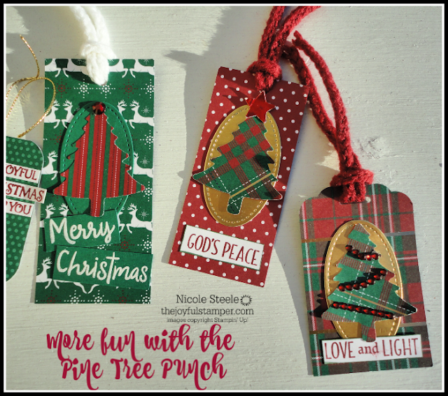 Christmas tags using Pine Tree Punch and bits and pieces on my desk | Nicole Steele, Independent Stampin' Up! Demonstrator Christmas tags using Pine Tree Punch and bits and pieces on my desk | Nicole Steele, Independent Stampin' Up! Demonstrator
