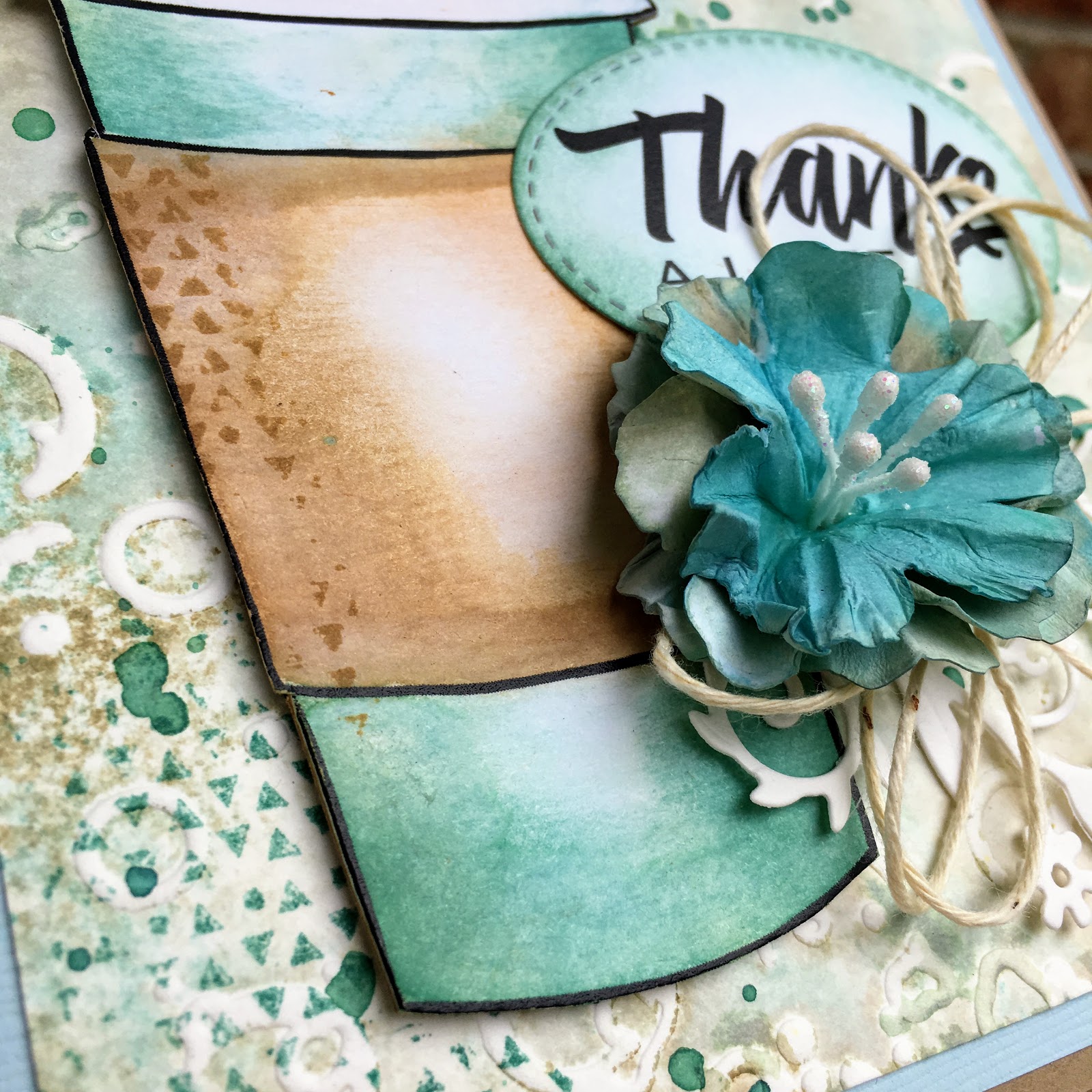 SewPaperPaint Embossing Folder Stamping Coffee Card