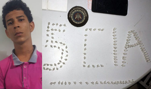Jovem é preso com 131 pinos de cocaína em Santaluz Jovem é preso com 131 pinos de cocaína em Santaluz