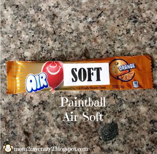 Running away? I'll help you pack. Paintball Themed Party Goody Bag