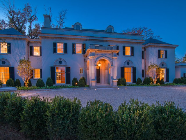 Washington DC luxury mansion Kalorama regency style limestone exterior landscape