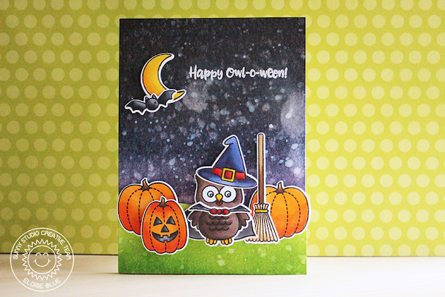 Sunny Studio Stamps: Happy Owl-O-Ween Nighttime Witch Owl Card by Eloise Blue