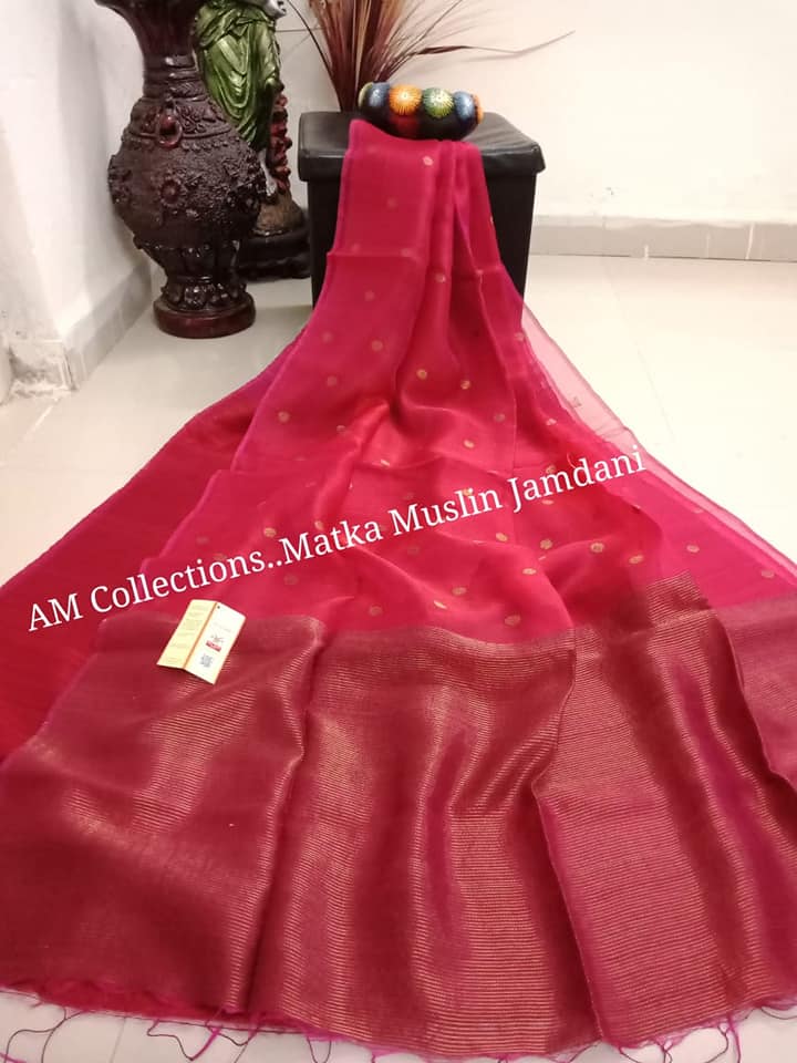 Jamdani Pure Matka Silk Saree in Light Beige : SPN6646