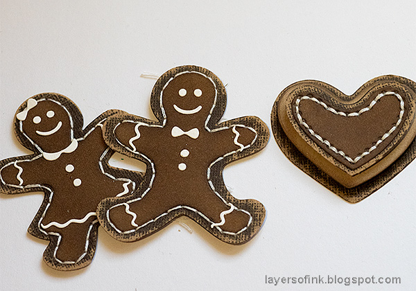 Layers of ink - Gingerbread Dance Tutorial by Anna-Karin Evaldsson. Stitch the gingerbread people.