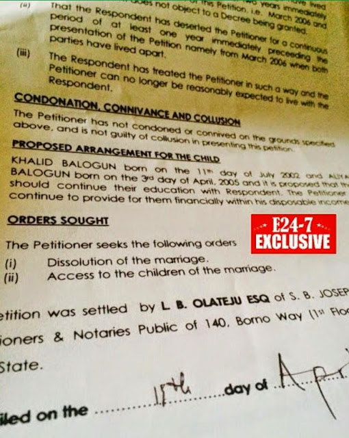 fathia saidi balogun divorce papers