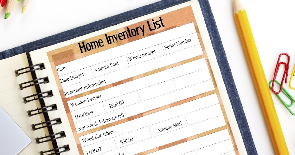 Home inventory list printable awardsmyte