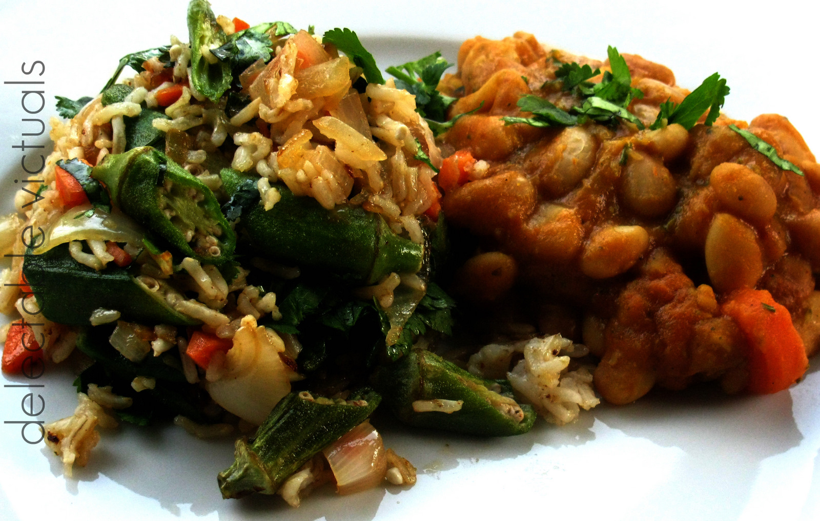 Delectable Victuals Mayocoba Beans in Acorn Squash Puree with Okra