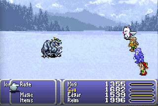 The party battles the Ice Dragon in Final Fantasy VI.