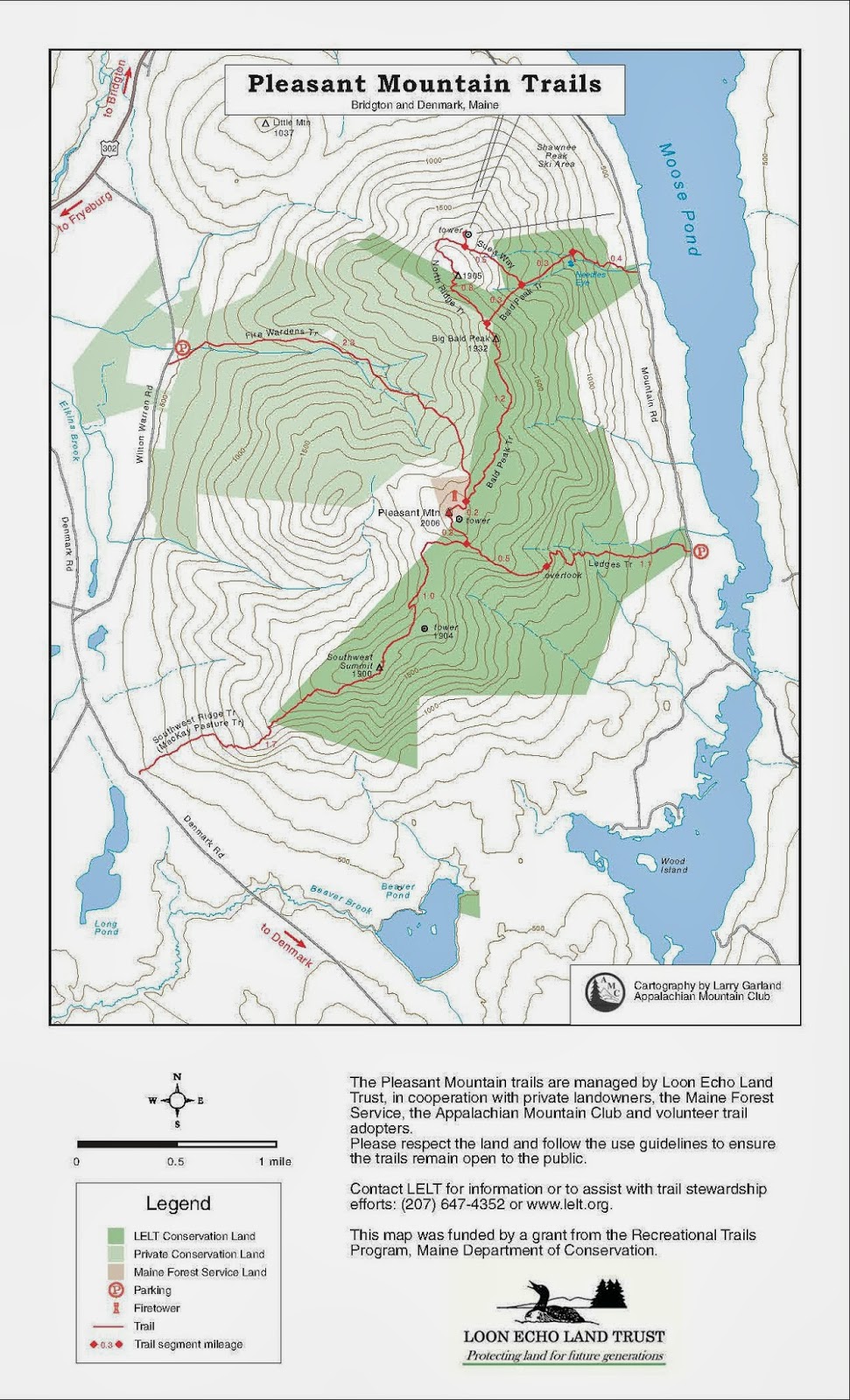 Early Morning Trails Training - Pleasant Mountain Brochure Map 