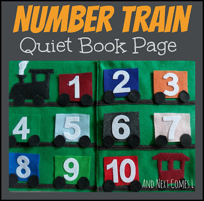 Number train quiet book pages from And Next Comes L