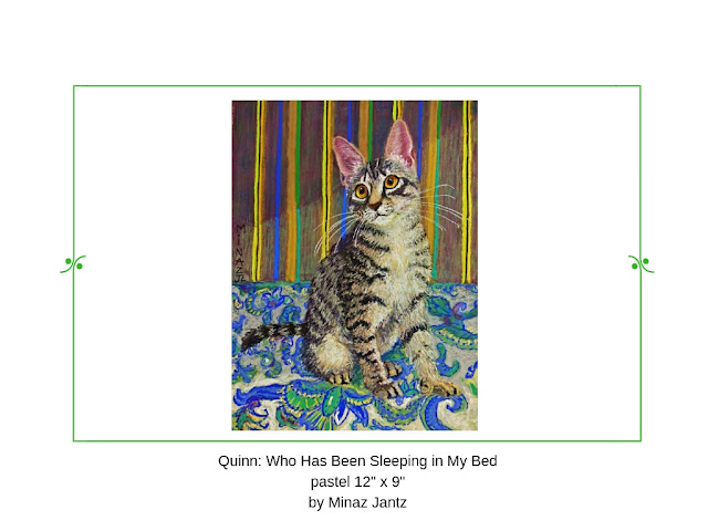 Quinn: Who Has Been Sleeping in My Bed? pet portrait by Minaz Jantz