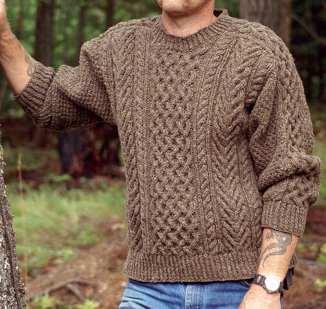 yarns of Life Staghorn Aran Sweater by Szabo