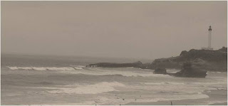 Surf waves outside of Biarritz