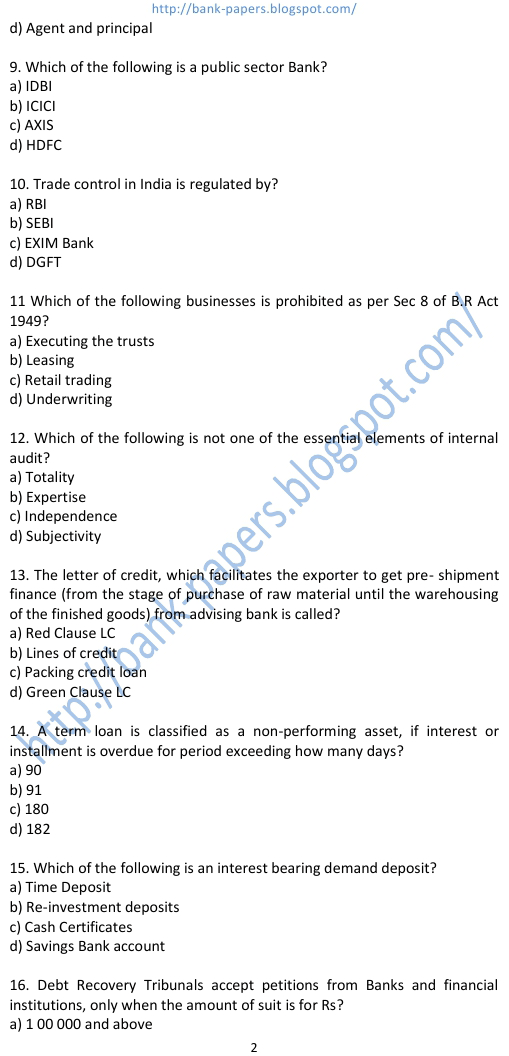 general awareness question related to banking industry