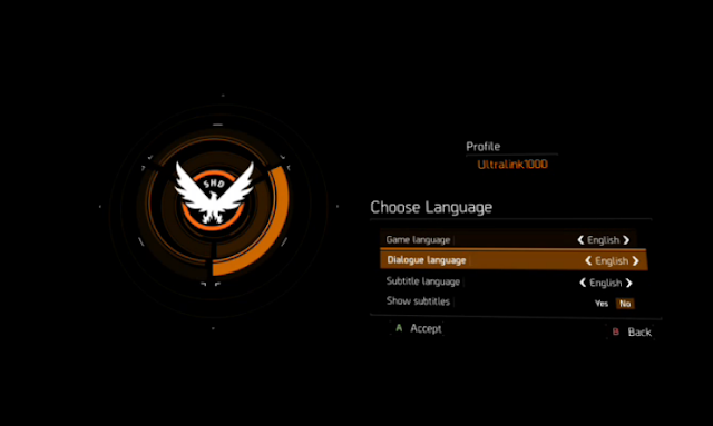 The Division Language Options Tom Clancy's The Division language options profile setup English