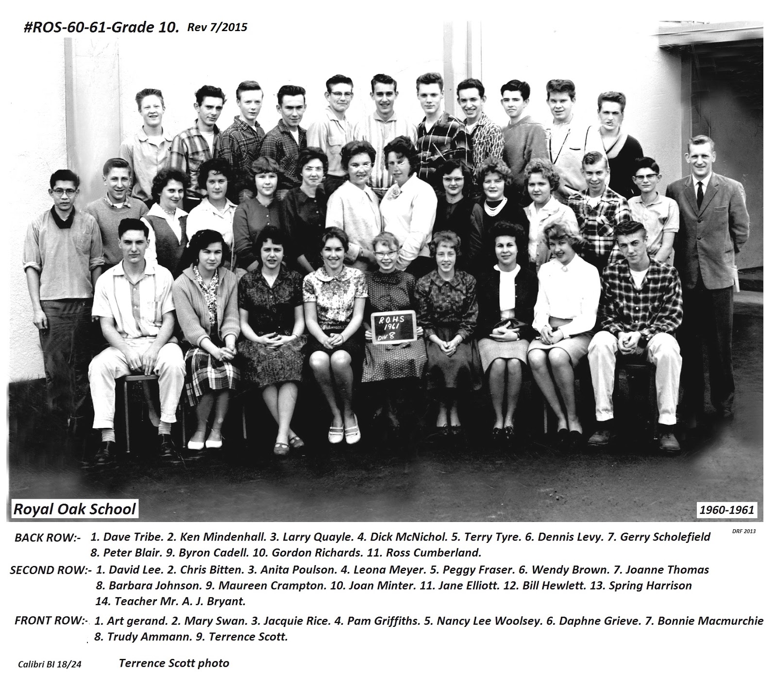 Royal Oak School Yard Class photos from the "1952" Royal Oak School.