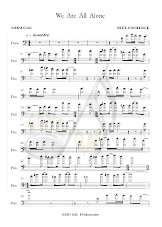 1 WE´RE ALL ALONE (Partitura para piano, trombón, tuba, chelo, fagot, bombardino... en clave de Fa en 4º)