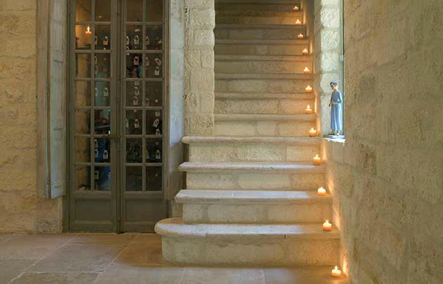 Antique Stone Walls, Flooring and stairway by Chateau Domingue as seen on linenandavender.net