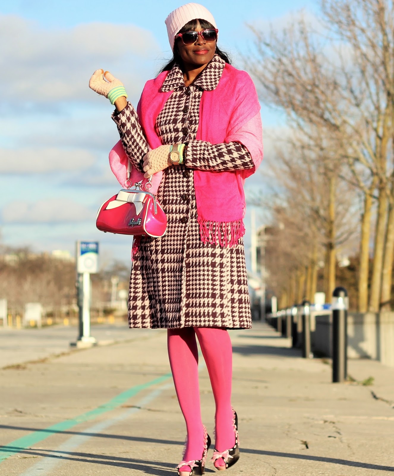 Slow Watch Styled with Costa Blanca Coat Unique Vintage Pink Bag and Heels