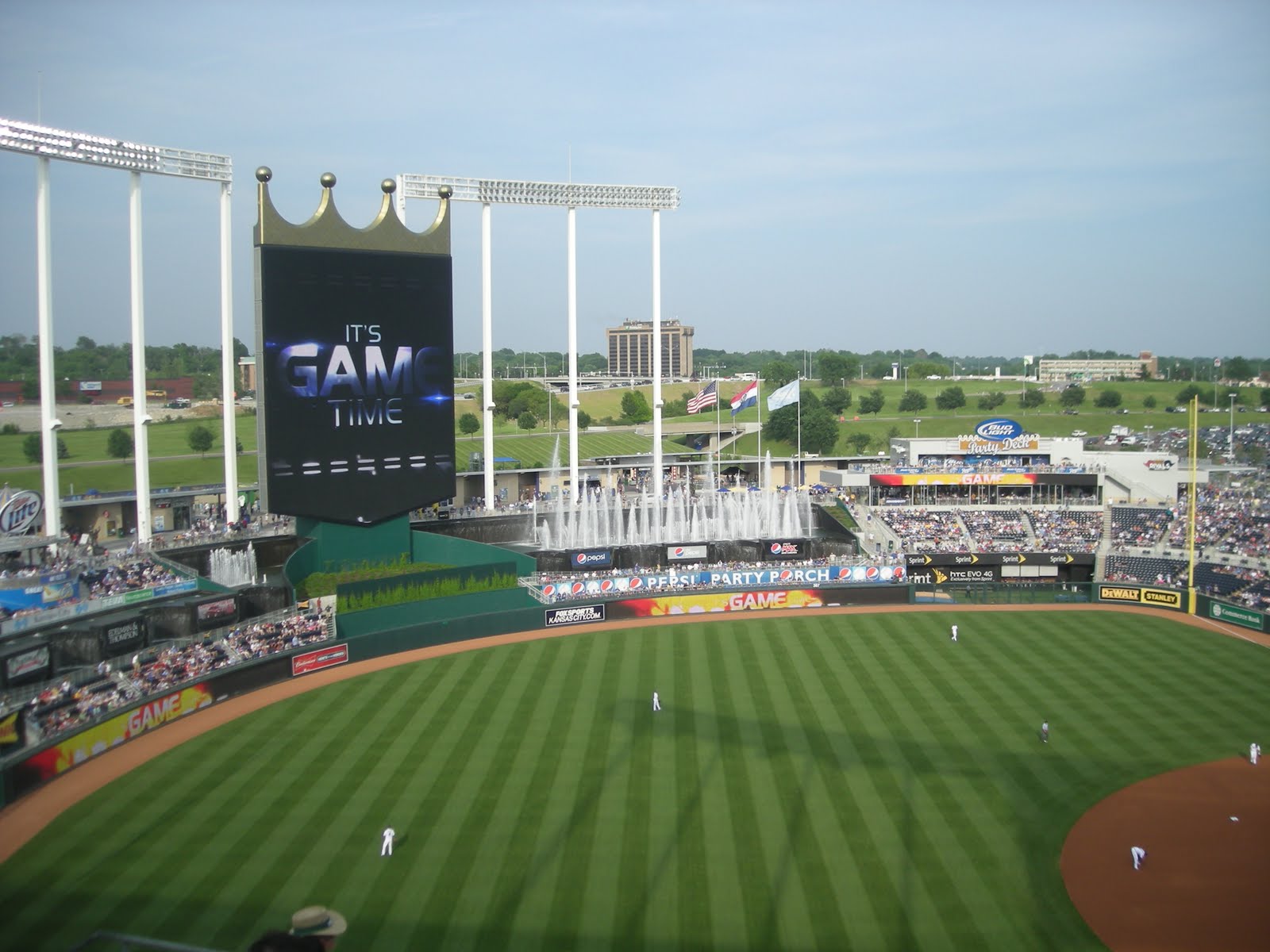 Cutting Coupons in KC Kansas City Tour of Fountains Kauffman Stadium