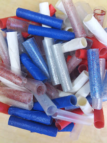 DIY patriotic beads made from straws