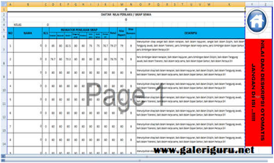 Contoh Aplikasi Nilai Sikap Guru BK Deskripsi Otomatis Format Excel - Galeri Guru
